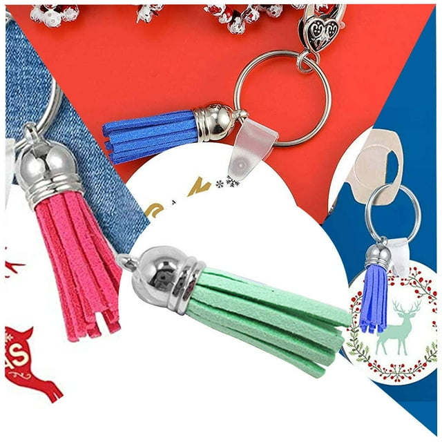 Langgg 28 Pieces Keychain Charms Creative Delicate Keyring Pendant Tassels Simple Handbag Decor Tassel Craft Decoration DIY Accessory Green