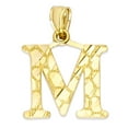 thumbnail image 1 of 14k Solid Gold Nugget Initial Pendant Necklace, Personalized Letter Jewelry, Gifts for Her Letter M with 16 inch Chain, 1 of 2