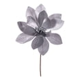thumbnail image 2 of Vickerman 22" Silver Velvet Sheen Glitter Trim Poinsettia Stem, 4 per bag., 2 of 2