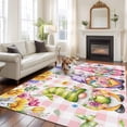 thumbnail image 2 of Watercolor Gnomes Floral Area Rugs 8'x10', Small Throw Rugs for Living Room Patio, Spring Butterflies Flowers Pink Plaid Indoor Outdoor Rug Non-Slip Low Pile Carpet Runner Reversible Floor Mats, 2 of 8