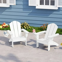 WestinTrends Malibu Kids Outdoor HDPE Plastic Adirondack Patio Chairs with Cup Holders (Set of 2), White