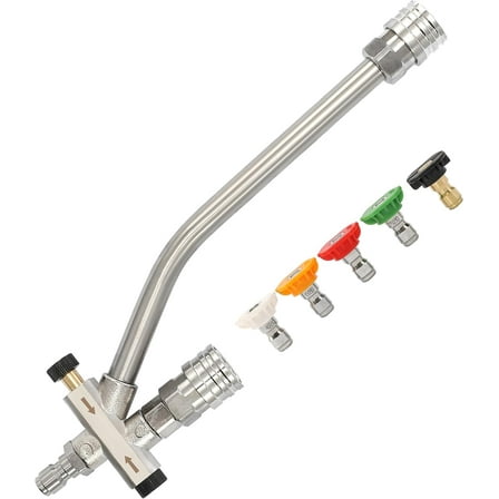 Tool Daily Foam Cannon Dual-Connector Accessory, Pressure Washer Double Tip Attachment for Soap Cannon, 5 Pressure Washer Sprayer Nozzles, 1/4" Quick Connect