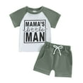 thumbnail image 3 of Gerichy Toddler Boys Clothes Baby Boy Outfit Sets Baby Toddler Boys Clothes Set, 0 3 6 12 18 24 Months Short Sleeve Round Neck Letters Print Loose T shirt + Drawstring Short Pants Summer Outfits, 3 of 5