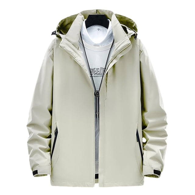 Innerwin Veste de Pluie à Manches Longues Imperméable pour Hommes Randonnée Fermeture Éclair Légère Ivoire 4TG