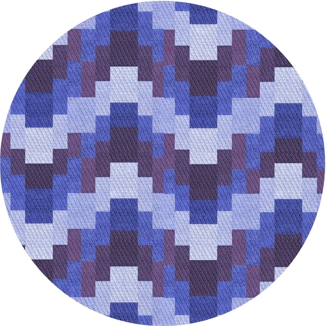 Ahgly Tapis Rond Lavable en Machine Intérieur Transitionnel Violet Pervenche Profond, 4 Pieds Rond