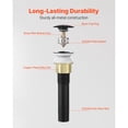 thumbnail image 2 of KFFKFF Bathroom Sink Drain with Overflow, Brass and Stainless Steel Pop-Up Design, Anti-Clogging Strainer with Metal Hair Catcher, Compatible with Vessel Sinks Featuring Overflow Holes, 2 of 9