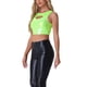thumbnail image 4 of INSPIRAR CHIC Camisetas sin mangas para mujeres, tops cortos metálicos brillantes, L, verde brillante, 4 of 6
