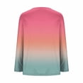thumbnail image 5 of Qgtaibl Plus Size Long Sleeve Tunic Tops for Women Fashion Gradient Color Pleated Flowy Blouses Curved Hem Loose Fit Hide Belly Shirts Hot Pink L, 5 of 5