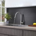 thumbnail image 3 of VESLA HOME Robinet de Cuisine à Poignée Unique en Nickel Brossé avec Pulvérisateur Rétractable, Robinet d'Évier de Cuisine en Acier Inoxydable à un Seul Niveau, Robinet Moderne Commercial pour Évier de Cuisine, 3 of 5