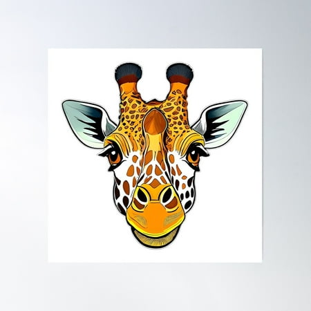Cute Giraffe Face - F0924Xx1 Efct Art/Catoon Poster Wall Art, Modern Wall Decor For Living Room Bedroom, 17x17 UNFRAMED