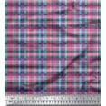 thumbnail image 1 of Soimoi Green Moss Georgette Fabric Gingham Check Printed Fabric 1 Yard 42 Inch Wide, 1 of 5