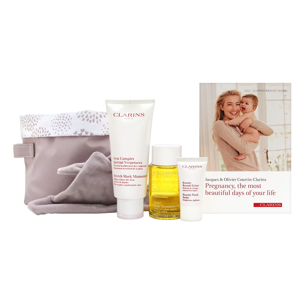 Clarins Clarins Beautiful Pregnant Set Stretch Mark Minimizer 200ml Body Oil 100ml Flash Balm 15ml Lip Perfector 5ml Bag 4pcs 1 Bag Walmart Com Walmart Com