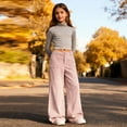 thumbnail image 5 of Girls Wide Leg Sweatpants Fashion High Waisted Casual Baggy Joggers Girls Athletic Pants with Pocket Size 7-16, 5 of 7