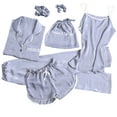 thumbnail image 3 of FRSASU Pajama Sets for Women 锛學omen'S Homewear Pajamas Sets Faux Silk Pyjama Nightwear Sleepwear Seven Pc Sets Gray 8(L), 3 of 3