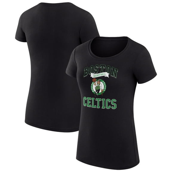 Women's G-III 4Her by Carl Banks Black Boston Celtics Super-Slim Fit Lightweight Team Logo T-Shirt