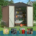 thumbnail image 5 of Lofka Outdoor Storage Shed 8 x 6 FT, Galvanized Metal Garden Shed with Double Lockable Doors, Outdoor Storage Clearance for Backyard Patio Lawn- Brown, 5 of 11
