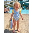 thumbnail image 6 of BemeyourBBs Toddler Baby Girl Summer One Piece Swimsuit Infant Girl Bathing Suit Cute Daisy Lemon Print Flying Sleeve Round Neck Swimwear for Pool Beachwear, 6 of 9