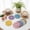 4Light khaki+4yellow, variant on ROSOZ 4 inch round multi-piece hand-woven coaster, vintage crochet lace heat-resistant table mat, suitable for a variety of occasions