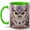 Green, variant on Ornate Owl Coffee Mug, Purple Bird Mug, Ceramic 11 oz