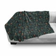 thumbnail image 3 of Vintage Palm Soft Flannel Fleece Throw Blanket, Dark Tones Pattern of Guzmania Flowers and Leaves Pattern, Cozy Plush for Indoor and Outdoor Use, 50" x 70", Dark Green Multicolor, by Ambesonne, 3 of 6