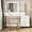White, variant on Semiocthome Makeup Vanity Desk with Mirror and Lights, 39.4" W Make Up Vanity Table Set with Shelves, 2 Drawers and Black Metal Frame, Girls Dressing Table with Chair for Bedroom