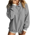 thumbnail image 6 of Lcziwo Womens Peter Pan Collar Sweatshirt Cuffed Long Sleeve Solid Pullover Oversized Casual Fall Winter Outfits Gray,S, 6 of 8