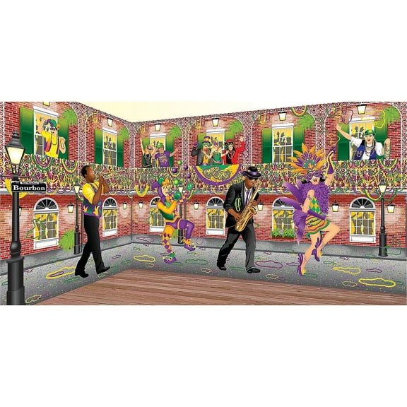 Mardi Gras D-A-R Street Background - Party Decor - 1 Piece