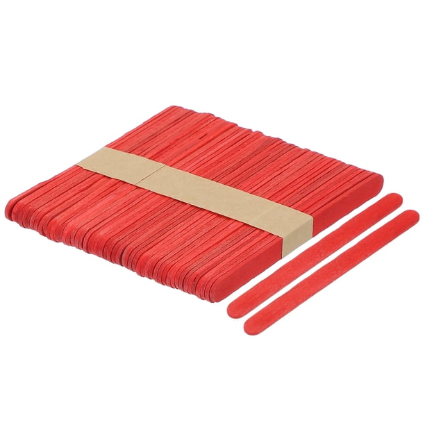50 piezas de palitos de madera para manualidades, palitos de helado de 4.5 pulgadas para manualidades DIY en rojo