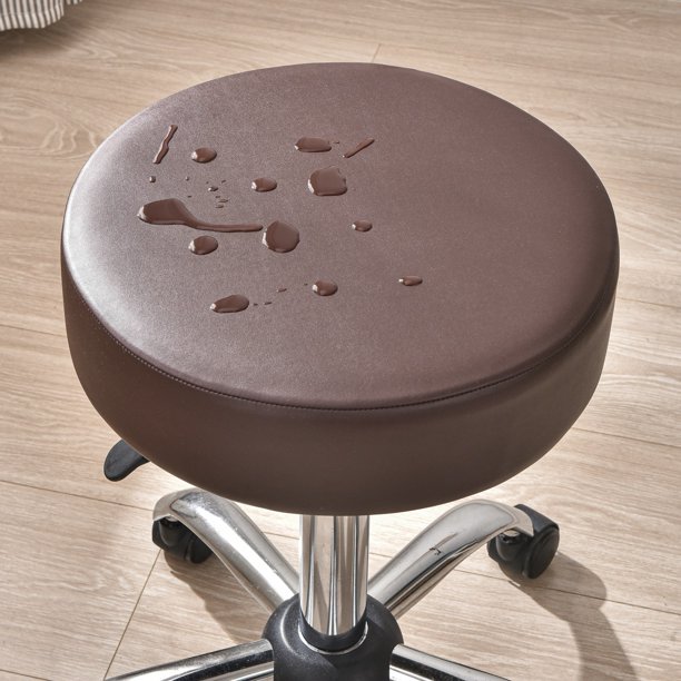 Funda de silla redonda de PU impermeable, funda de asiento de silla, funda de cojín de asiento/sentado de cuero para silla de comedor de hotel para el hogar