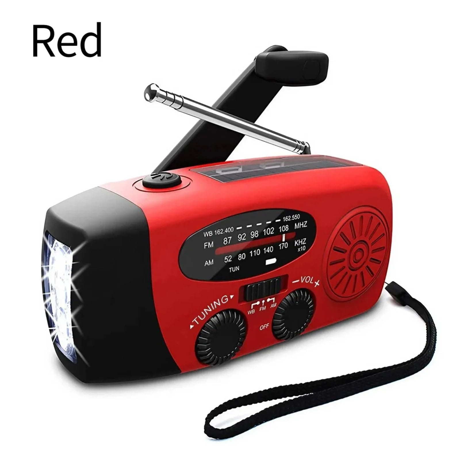 Weather Radio Emergency Multifunctional Radio FM AM WB Hand Crank Solar USB Charging 2000mAh Power Bank LED Flashlight Torch ,Listen Anytime, Anywhere