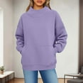 thumbnail image 2 of Oversized Mockneck Sweatshirt Women Thermal Fleece Pullover Cute Trendy Sweat Shirts Y2k Mock Neck Sweatshirts for Women Purple L, 2 of 7