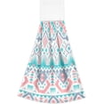 thumbnail image 2 of SKYSONIC 2 PCS Hanging Hand Towels Pink Blue Tribal Geometrical Ethnic Print Hand Dry Towels for Kitchen & Bathroom,Hanging Towel Set with Hanging Loop, 12"x17", 2 of 6