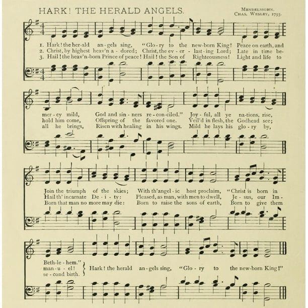 Hark the Herald Angels Sing Mendelssohn & Wesley Christmas in Song 1891 1 Poster Print - Walmart ...