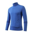 thumbnail image 3 of SSAAVKUY Men's Slim Fit Basic Turtleneck T-Shirt Long Sleeve Solid T Shirts Casual Knit Pullover Thermal Tops Cotton Pullovers Blue 4, 3 of 4
