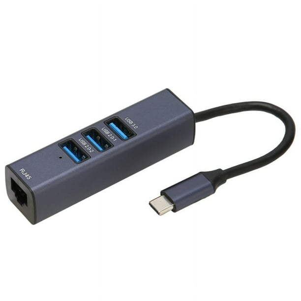 Adaptador USB C A Ethernet Puerto RJ45 Gigabit Ethernet Hub USB C 4 en 1 con Orificio de Almacenamiento para Computadoras Portátiles