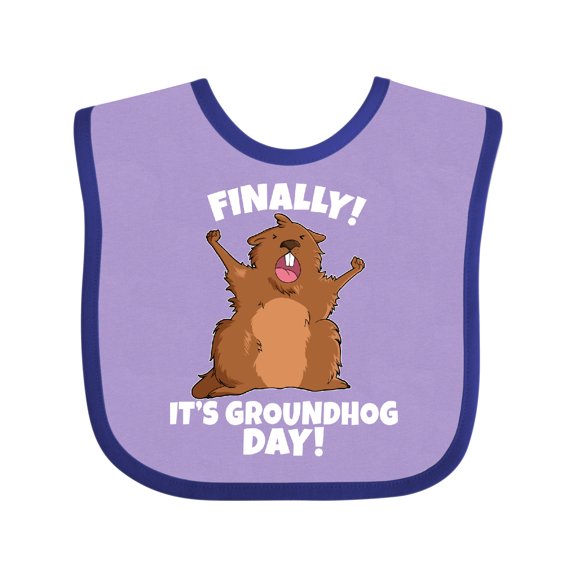 Inktastic Finally it's Groundhog Day Boys or Girls Baby Bib
