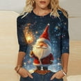 thumbnail image 2 of LEBONYARD Ladies' Christmas Printing Round Neck Sweatshirts Casual 3/4 Sleeve Loose Fit Top, 2 of 5