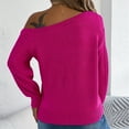 thumbnail image 6 of EchfiProm Lightweight Women Off Shoulder Sweaters Pink V Neck Pullover Knit Long Sleeve Solid Work Sweater Top, 6 of 8