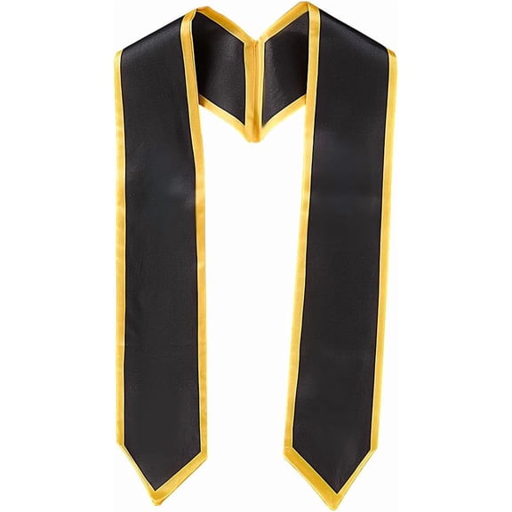 59.06 Inch Long Black And Gold Graduation Sash Satin Sublimation Honor Plain Grad Stole Unisex Smooth Silk Soft Classic End Sashes for Adults Academic Choral Ceremony Graduation Society Cloth
