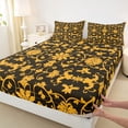 thumbnail image 3 of jejeloiu Vintage Baroque Flower Bed Sheets,Gothic Damask King Sheets,Orange Black Sheet Set For Adults,Microfiber Bedroom Decor,4pcs, 3 of 7