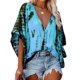 thumbnail image 1 of Top con cuello en V y manga de murciélago con estampado Tie Dye para mujer, blusa de gasa de manga corta con ala de murciélago de verano, 1 of 5