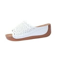 thumbnail image 2 of THDHVS Sandals for Women 2025,Women Sandals,Women's Fashion Casual Summer Open Toe Retro Solid Color Sandals Hollow One-Line Wedge Heel Slippers White 8.5, 2 of 5