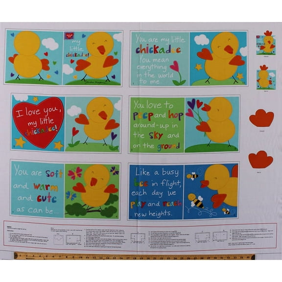 35.25" X 44" Panel Huggable & Loveable "My Little Chickadee" Bird Birds Cute Kids Soft Book Cotton Fabric Panel (3361P)