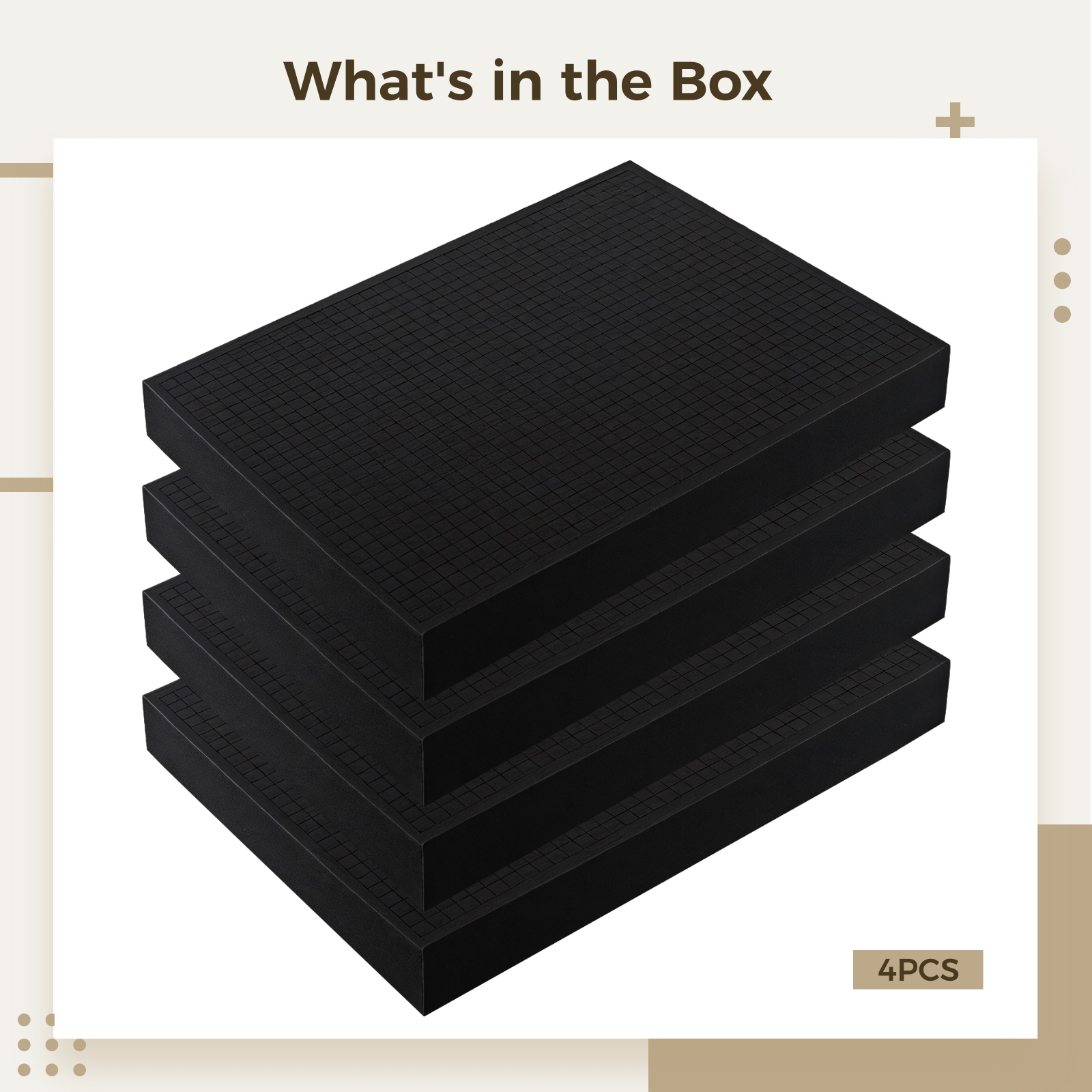 4 Pcs Pre-Cut Grid Foam Inserts for Tool Box, Foam for Pelican Case, Customizable Foam Organizer for Tool Cases, Shock Absorbing Black Polyurethane