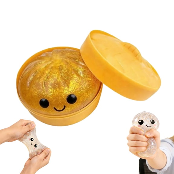 Glitter Dumpling Squeeze Toys - Glitter Dumpling Squeeze Toys - Stress Relief Squeeze Toys Collectible Gifts for Adults,(Gold)