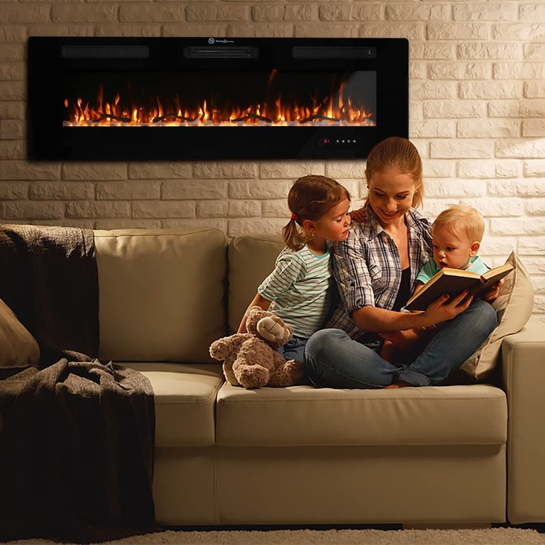 FODINGHILL 50 Insert Wall Mounted Electric Fireplace, Low-Noise Fireplace  Heater Mantel Features a Touch Screen, 700W / 1400W - Walmart.com