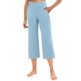 thumbnail image 5 of Mlqidk Womens Capri Pants Casual Loose Wide Leg Lounge Pants Lightweigh Elastic Waist Yoga Pants with Pockets Sky Blue L, 5 of 6