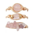 thumbnail image 3 of 3pcs 3 styles Natural Rose Quartz & Amethyst & Green Aventurine Finger Rings Copper Wire Wrapped Jewelry for Women US Size 8 1/2(18.5mm) 1pc/style, 3 of 8
