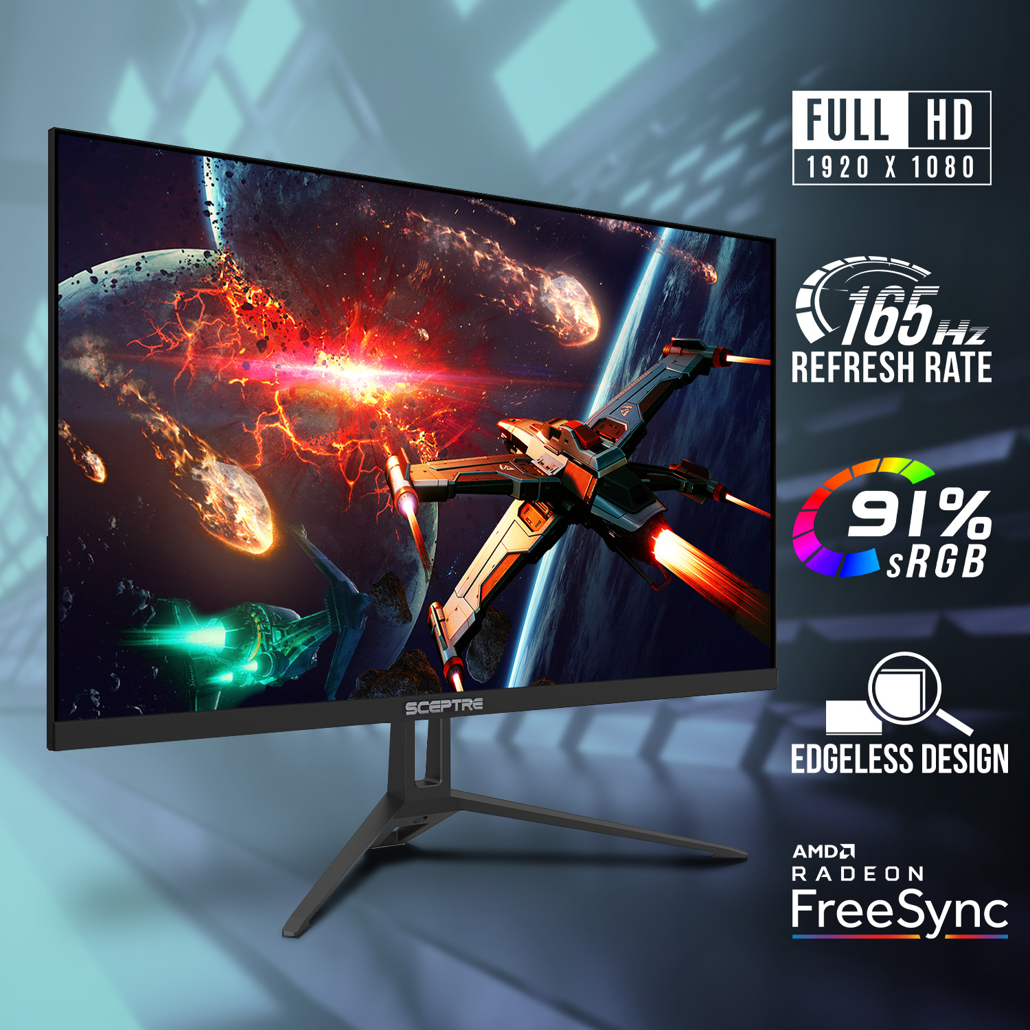 24" Gaming Monitor 1080p up to 165Hz 91% sRGB AMD FreeSync, Build-in Speakers Machine Black 2022 (E248B-FWS168) - image 2 of 6