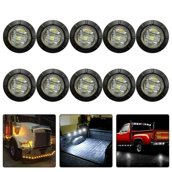 3/4" Led Rock Lights Round Underglow Wheel Side Marker Lights White 10Pcs